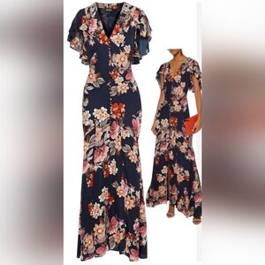 NWOT $695 Nicholas Revolve 100% Silk Maxi Dress Gown Floral Tall Long Size 12